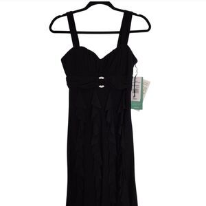 Scarlett Nite Womens Missy Elegant Black Dress Ruffle Wide Straps Size 4